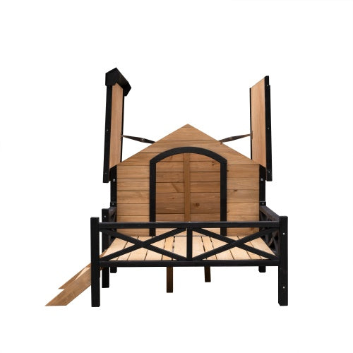 Outdoor Large Cabin Style Wooden Kennel