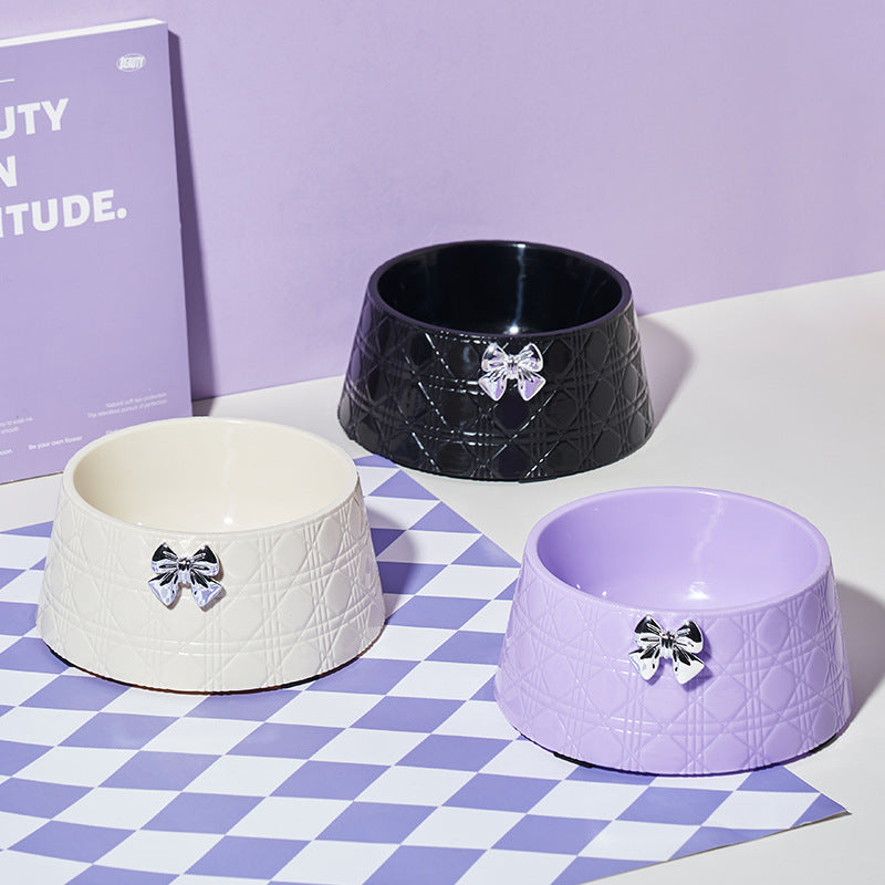 Pet Dog Food Bowls Lovely Bowknot Puppy Feeder