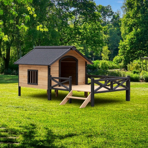 Outdoor Large Cabin Style Wooden Kennel
