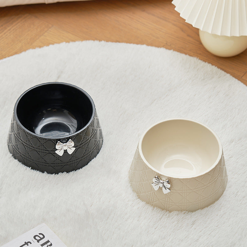 Pet Dog Food Bowls Lovely Bowknot Puppy Feeder