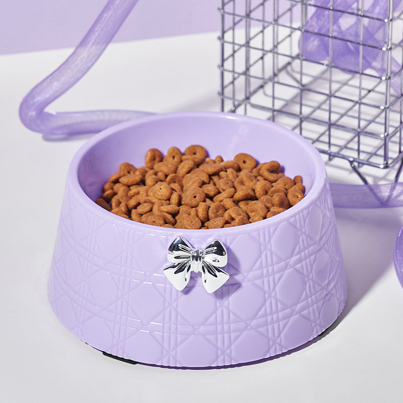 Pet Dog Food Bowls Lovely Bowknot Puppy Feeder