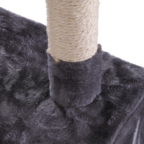 Cat Tree Cat Tower With Catching Ball, Plush Mat, Ladder And Indoor Cat Apartment, Gray