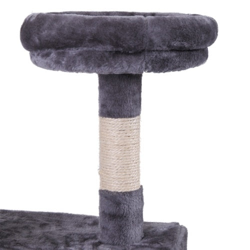Cat Tree Cat Tower With Catching Ball, Plush Mat, Ladder And Indoor Cat Apartment, Gray