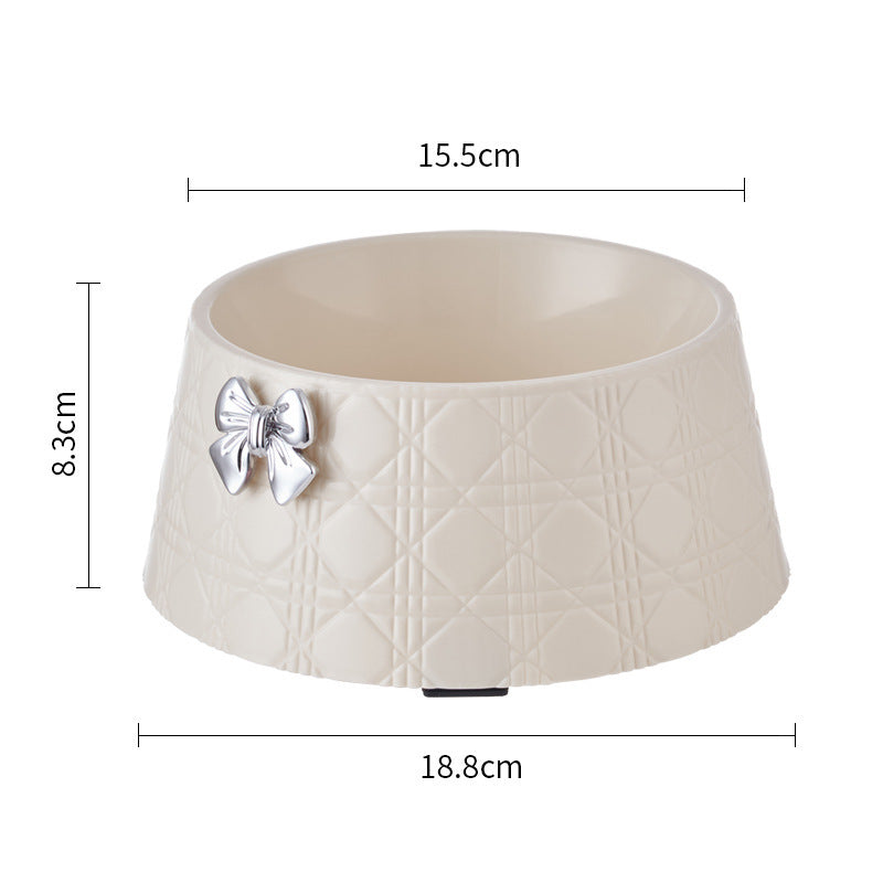 Pet Dog Food Bowls Lovely Bowknot Puppy Feeder